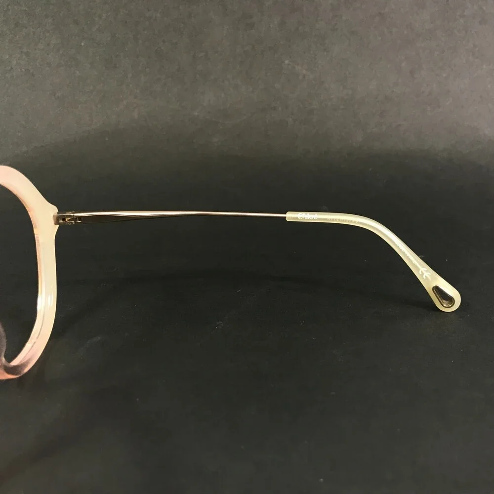 Chloe Eyeglasses Frames CH0062O 002 Transparent Nude Pink Gold Round 52-18-140